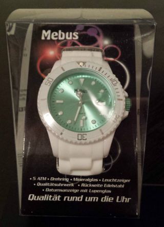 Mebus Silkon Armbanduhr Im Strahlenden Weiß Zifferblatt Stylischer Look Bild