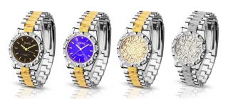 B - Ware,  AuffÄllige Damen Armbanduhr,  Silber,  Gold,  Stahl,  Strass,  Top Uhren Bild