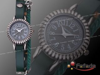 Fashion Quarz Damen Analog Armbanduhr Grün Leder Uhr Damenuhr Uhren Bild