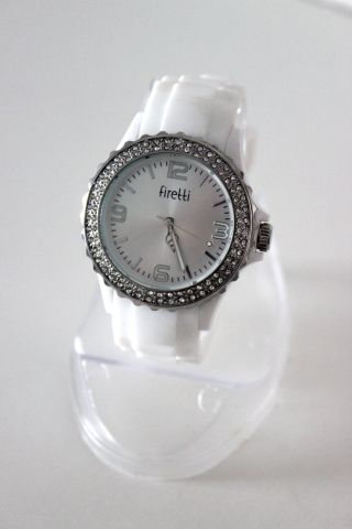 Firetti Designer Elegante Damen Silikon - Armband Uhr Mit Strass - Steinen Weiß Bild