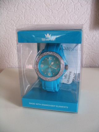 Sempre Colour Watch Armbanduhr Uhr Kristalledition Swarovski Elements Blau Bild