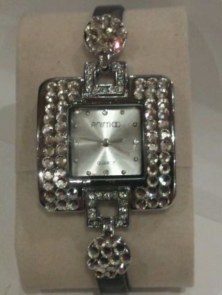 Damen U.  Mädchen Quarzuhr In Silber M.  Strass Armbanduhr Xl Weinachtsschnäppchen Bild