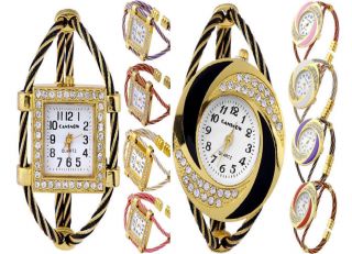 Cansnow Fashion Bling Damen Strass Quadrat Runde Wasserdicht Armbanduhr Geschenk Bild