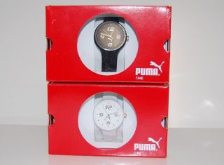 Puma Damenuhr Slick Ladies Resin - Armband Quarzwerk Chronograph Weiß Schwarz Bild