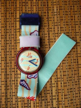 Damen Pop Swatch Uhr Coquillage Aus 1991,  Uhr Läuft Bild