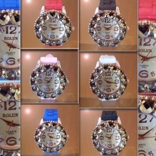 Silikon Uhr Damen Mädchen Armbanduhr Trend Gummi Watch Mit Strass Modern Quartz Bild