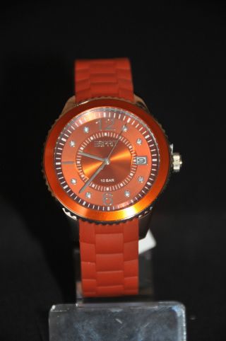 Esprit Es105342019 Damen Armbanduhr Uhr Orange Datum Quarz Mit Etikett Bild