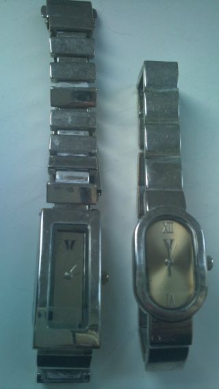 2 Stück Damen Armbanduhren Metallarmbänder Schmal Unbenutzt Bild