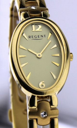Armbanduhr Regent - Mineralglas - Mit Edelstahl Gliederband - Vergoldet - Strass Bild