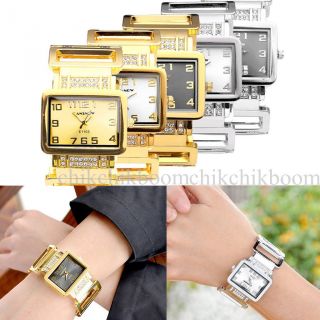 Damen Armbanduhr Spangenuhr Strass Armkette Armreif Uhr Quarzuhr Gold Silber Bild