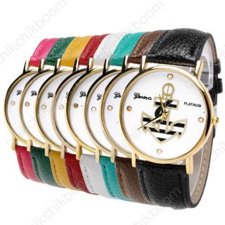 Jy Vintage Damen Armbanduhr Lederarmband Anker Muster Analog Quarzuhr Rosengold Bild