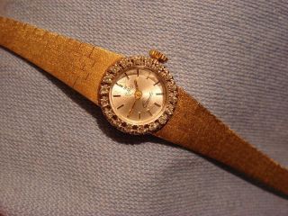 Armbanduhr Mit Diamant - Lünette In 14k Gelbgold,  Armband Massiv Bild