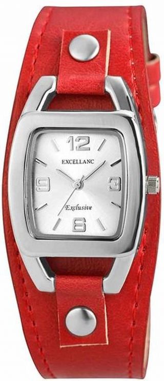 Damenuhr Quartz Excellanc Retro Uhr Pu Leder Armbanduhr In Rot Bild