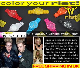 Armbanduhr Jungen Mädchen Rist Farbig Promi Stil Color Serie Quarz Batterie Bild