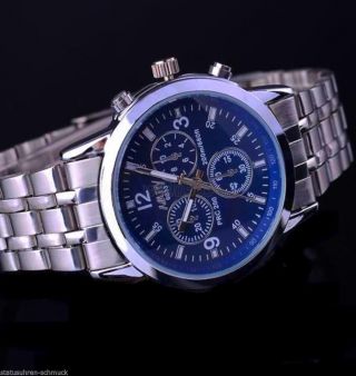 Feine Silberne Damen Armband Uhr 18mm Gliederband Silber/blue Mädchenuhr Bild