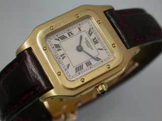 Seltene Feine Cartier Santos Klassik Gold 750 Faltschließe Handaufzug Kal.  21 Bild