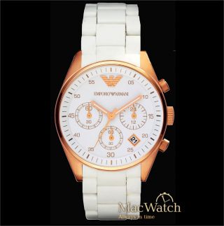 Emporio Armani Damen Uhr Ar5920 Armbanduhr Weiss,  Rose Ovp Bild