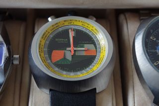Sorna Chrono Weltzeituhr.  Chronograph,  Handaufzug,  70er Design Bild