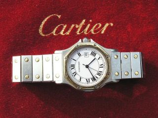 Cartier Santos Octagon Homme Armbanduhr Stahl/gold Automatik Ca.  1985 /mka58 Bild