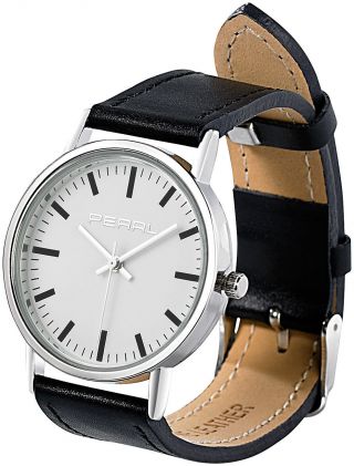 Pearl Armbanduhr Mit 2 Kunstleder - Armbändern,  Schwarz & Weiß Bild