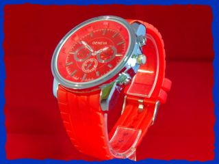 Neue Quarz Armbanduhr In Trendigem Rot/chrom Wunderschön Bild