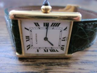 Cartier Tank Handaufzug,  Flache Uhr Mit Faltschließe,  18 Karat Gold Bild