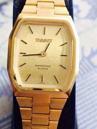 Tissot Seastar Quartz Retro Armbanduhr Vergoldet Um 1980 Schweiz Bild