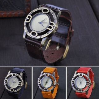 Design Armbanduhr Synthetische Lederband Punk Höhlte Uhr Bild