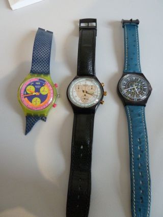 Swatch Uhren 3 Auf 1 24 Std.  Uhr Und 2 Chronographen Bild