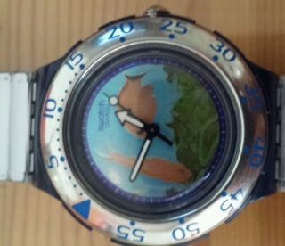 Swatch Scuba 200 Silber Blau Damen Uhr Bild