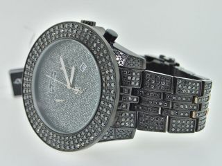 Armbanduhr Herren Joe Rodeo 3 Reihen Maßgefertigt Schwarz Diamant 23 Karat Bild