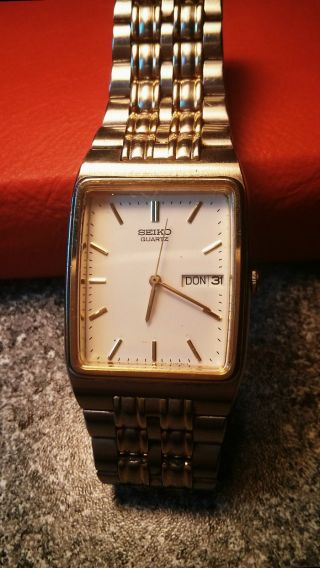 Wunderschöne Seiko Herren Armband Uhr,  Gold Weiß. Bild