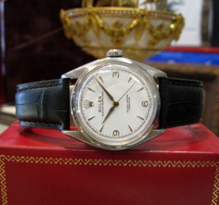 Rolex Herren Armbanduhr Semi - Runder Rücken Weißes Ziffernblatt Uhr Vintage Bild