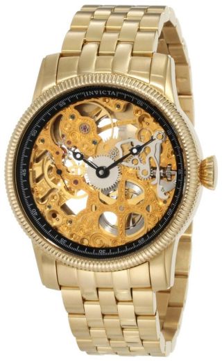 Invicta 10240 Specialty Gold Skeleton Uhr Dial Gold Ion Plated Mechanical Watch Bild