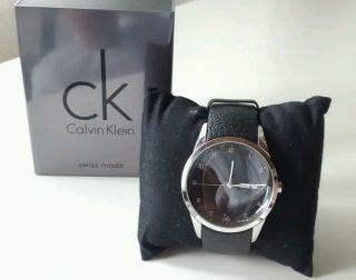 Ck Calvin Klein Xl Analog Leder Herrennuhr Herren Armbanduhr Uhr - Swiss Made Bild