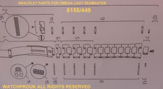 Omega Seamaster Armband Teile Dame Polaris - Link / Pin / Verschluss / Schraube Bild