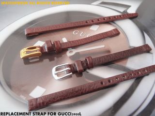 Qualität Lederbänder Für Ihre Gucci 3900l S - Stahl @ Gp Schnalle Schwarz / Braun Bild