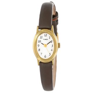 Timex T2n256 Damen Kavatine Weißes Zifferblatt Braunes Leder Armbanduhr Bild