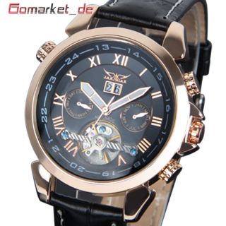 Herrenuhr Automatik Leder Armband Uhr Jargar Automatik Uhrwerk Datumsanzeige Bild