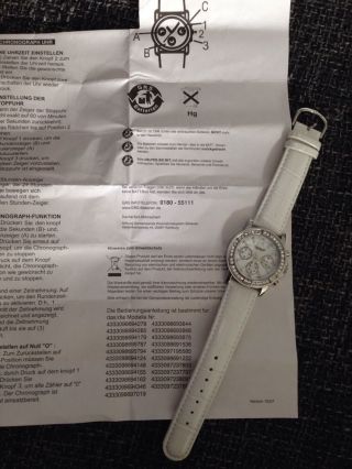 Fabiani Uhr Armbanduhr Weiss Strasssteine Lederband Bild