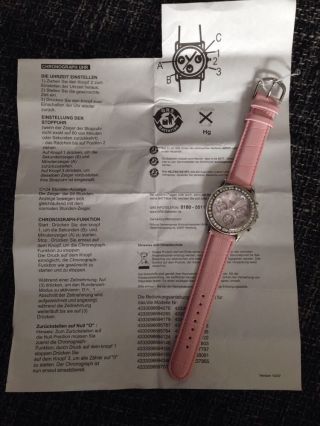 Fabiani Uhr Armbanduhr Rosa Rose Strasssteine Lederband Bild