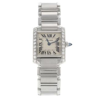 Armbanduhr Cartier Tank Francaise 51008q3 Damen Uhr Quartz Mit Diamanten Bild