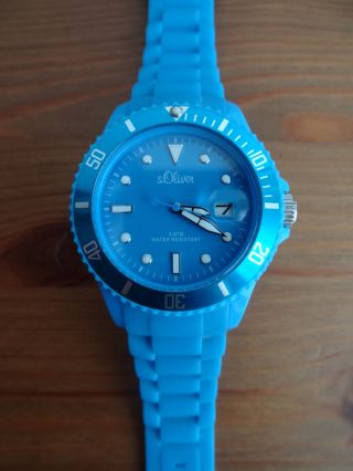 S.  Oliver Unisex - Armbanduhr Silikon Blau Analog Quarz So - 1993 - Pq,  Wie Bild