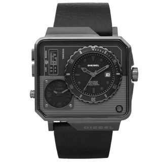 Diesel Herrenuhr Zeitzone Analog Digital Dz7241 Leder Armbanduhr Bild