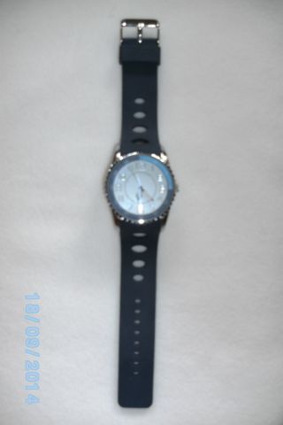 Herren Armbanduhr Uhr Herrenuhr Blau Siliconband 1/4 Ring Ist Hellblau Look Bild