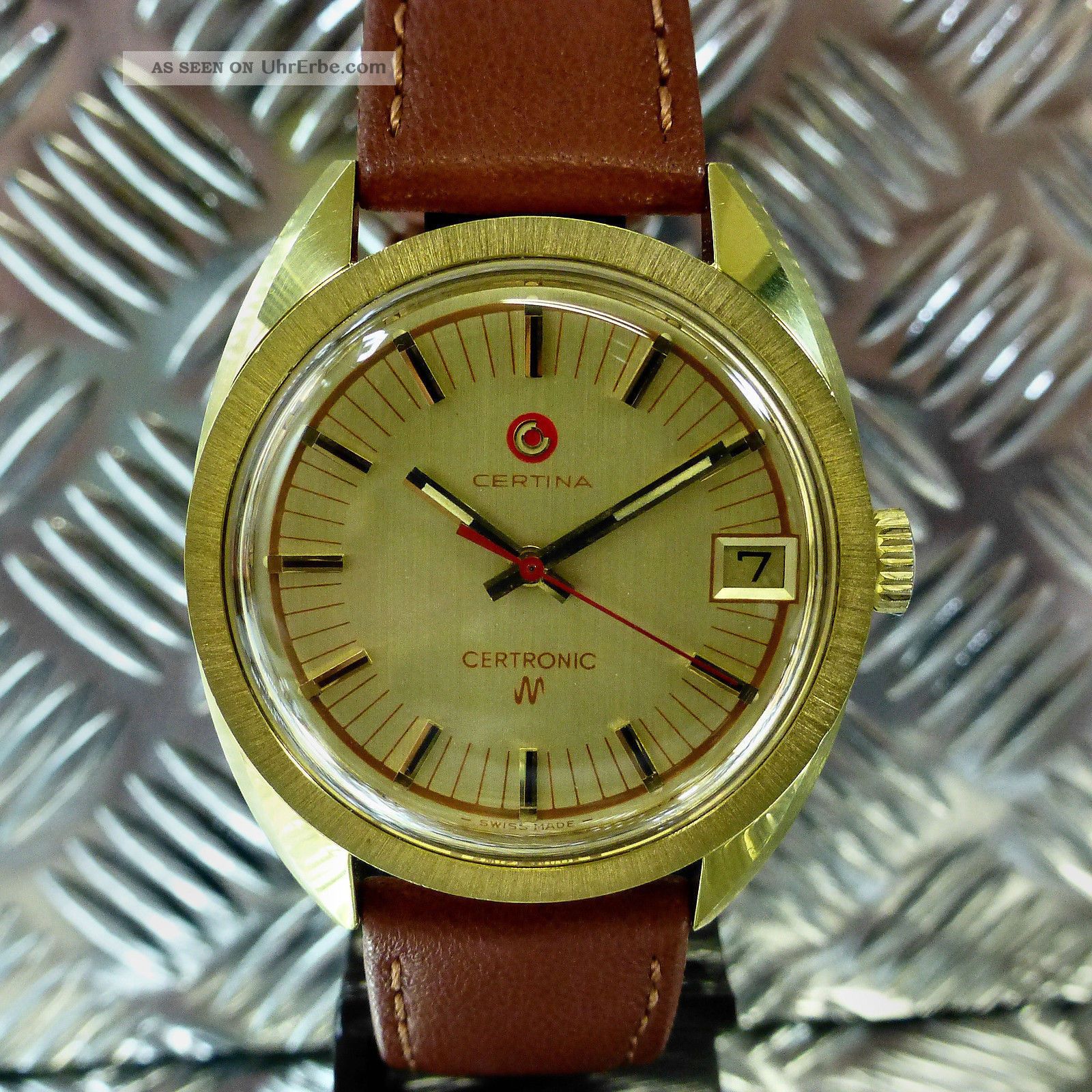 LÄssig Alte 70èr Jahre Certina Stimmgabel 20 Mic Vergoldet Armbanduhr Herrenuhr Armbanduhren Bild