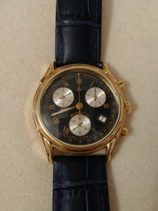 Maurice Lacroix Uhr,  Vergoldet,  Dunkelblaues Ziffernblatt,  Armband Bild