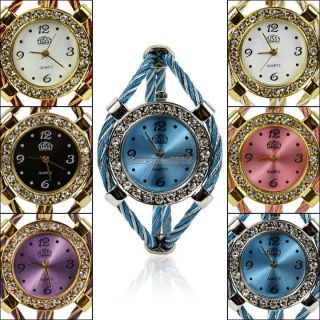 Armbanduhr Damen Quartz Strick Uhr Armreif Armband Bracelet Wrist Watch 6 Farben Bild