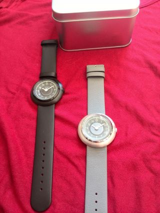 Detomaso 2 Armbanduhren Schwarz Und Grau Lederarmband Bild