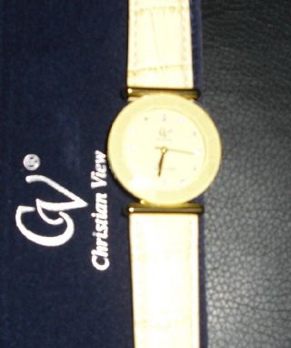 Damen Armbanduhr Beige - Lederarmband Von Christian View Neu/ovp Bild